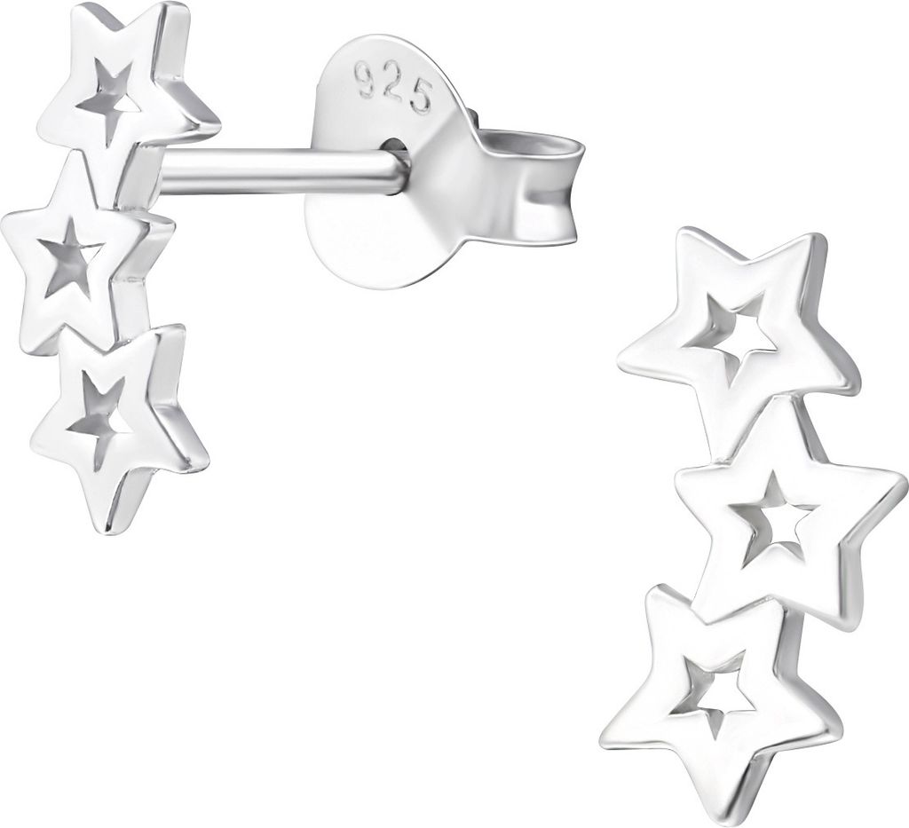 925 Sterling Silber Ohrstecker Dreifacher Stern Produktbild 