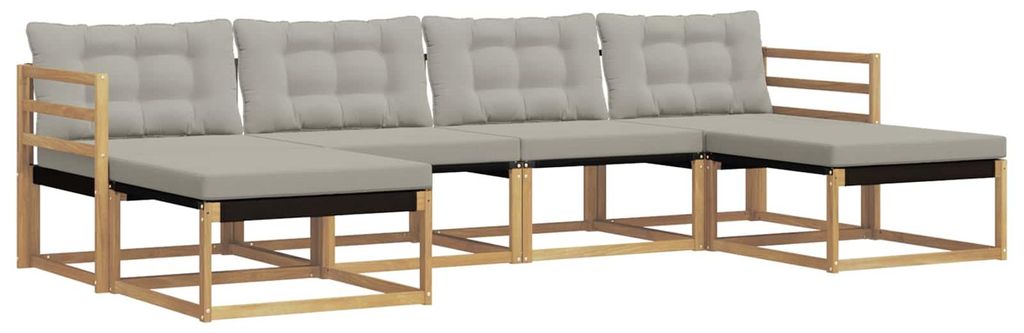 vidaXL Outdoor-Sofagarnitur mit Kissen 6 pcs Weiß und Hellgrau