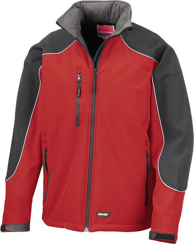 WORK-GUARD by Result - "Ice Fell" Softshelljacke mit Kapuze für Herren/Damen Uni RW10114 (XS) (Rot/Schwarz)