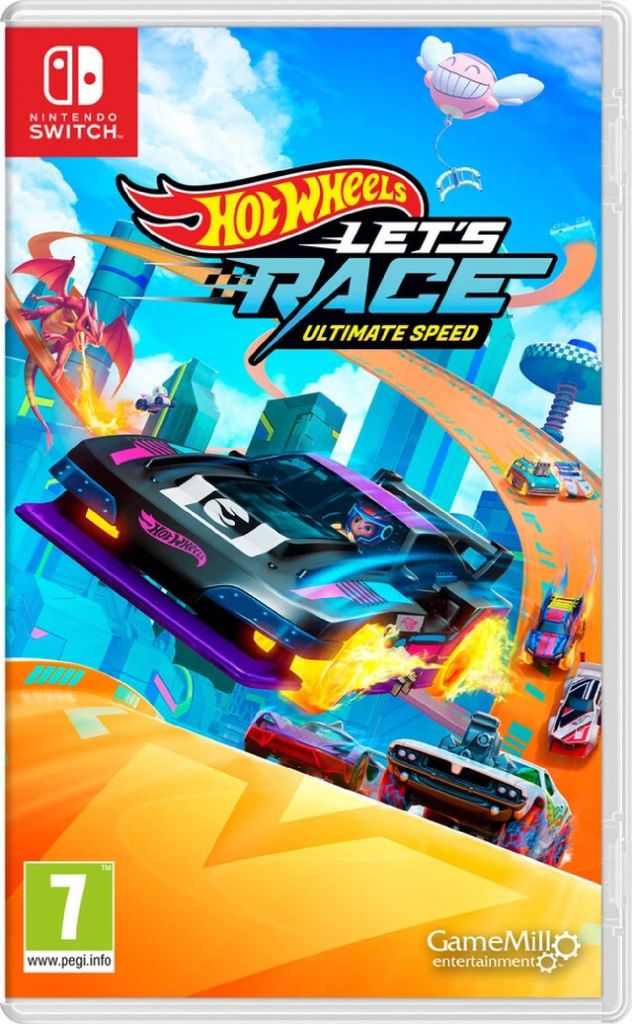 A video game cover art for Hot Wheels Let's Race Ultimate Speed on Nintendo Switch.
