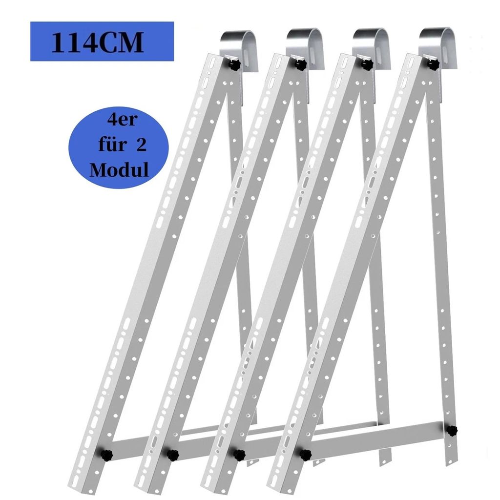 114cm Balkonkraftwerk Geländer PV Modul Halterung Solarhalterung Balkon für 2 Solarmodul