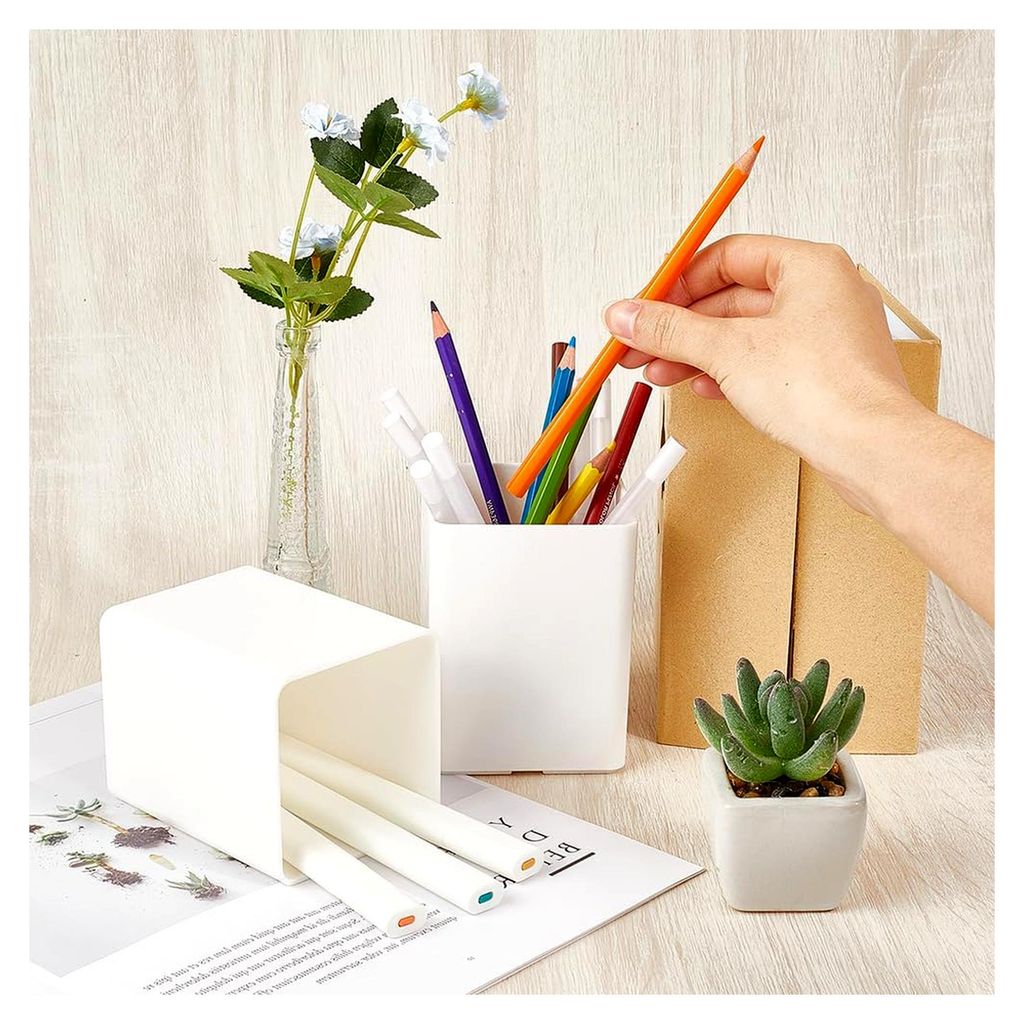 2er Set Stifthalter Tasse Bleistift Organizer Schreibtisch Kunststoff Quader Halter Desktop Box 2,8x2,8 Zoll Stifte Container für Büro Haus Schul...
