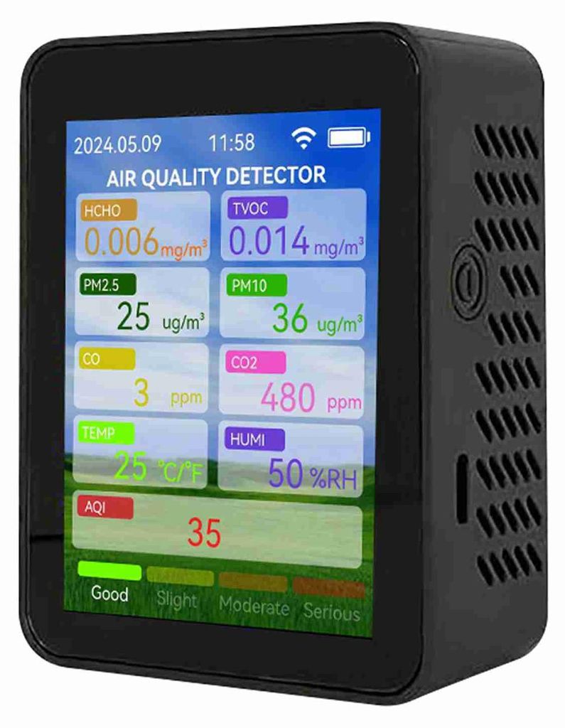 Tuya WiFi Multifunktionales Luftqualitätsmesser Haushalt HCHO TVOC Kohlenmonoxid CO2 PM2.5 PM10 Tester Tragbarer Temperaturfeuchtigkeit Detektor 2...