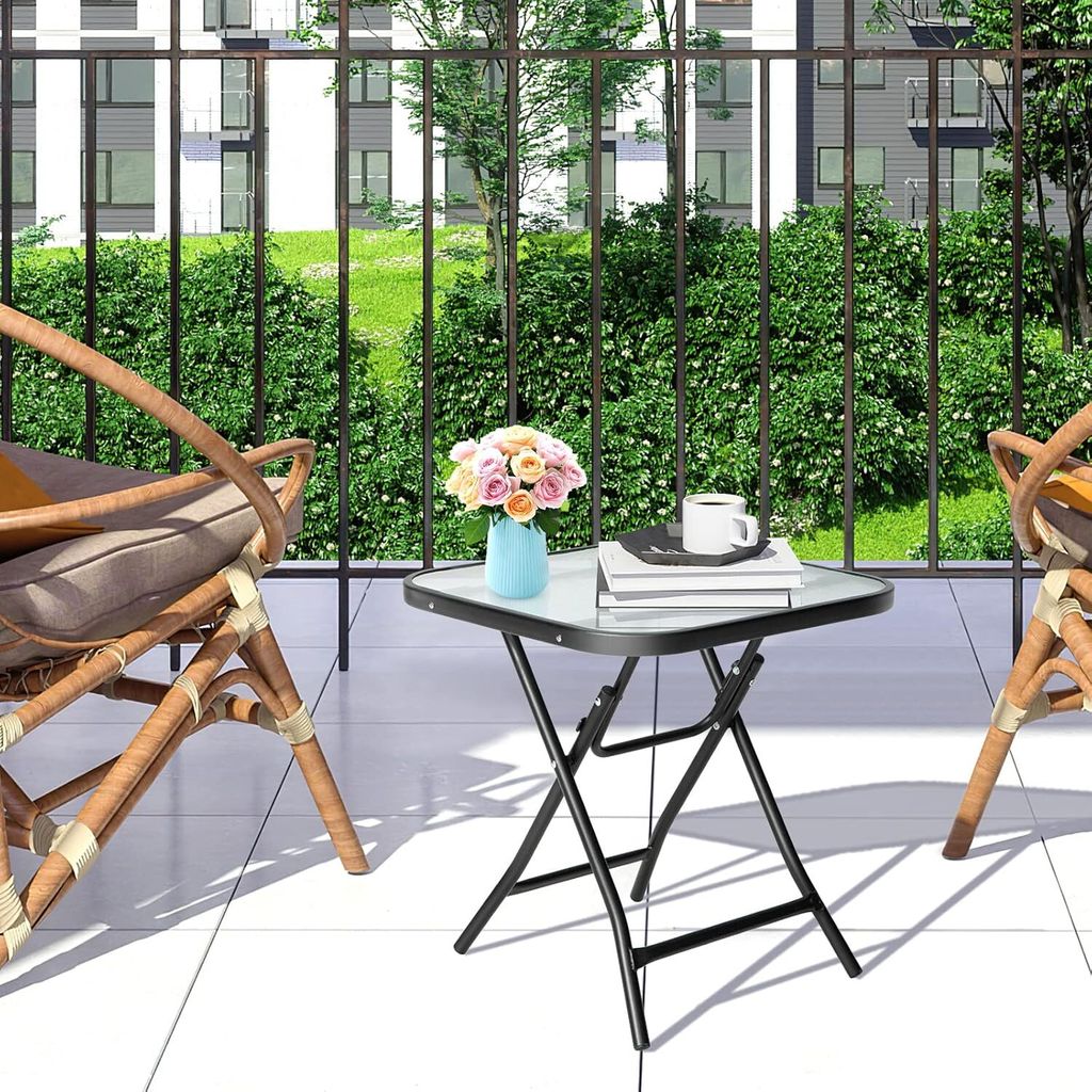 Glas-Gartentisch klappbar, Esstisch aus gehärtetem Glas, Produktbild 7