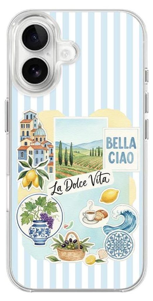 Hartschalenhülle für das iPhone 16 Plus, kompatibel mit MagSafe, transparent, Urlaub in Italien, italienische Spezialitäten, La Dolce Vita
