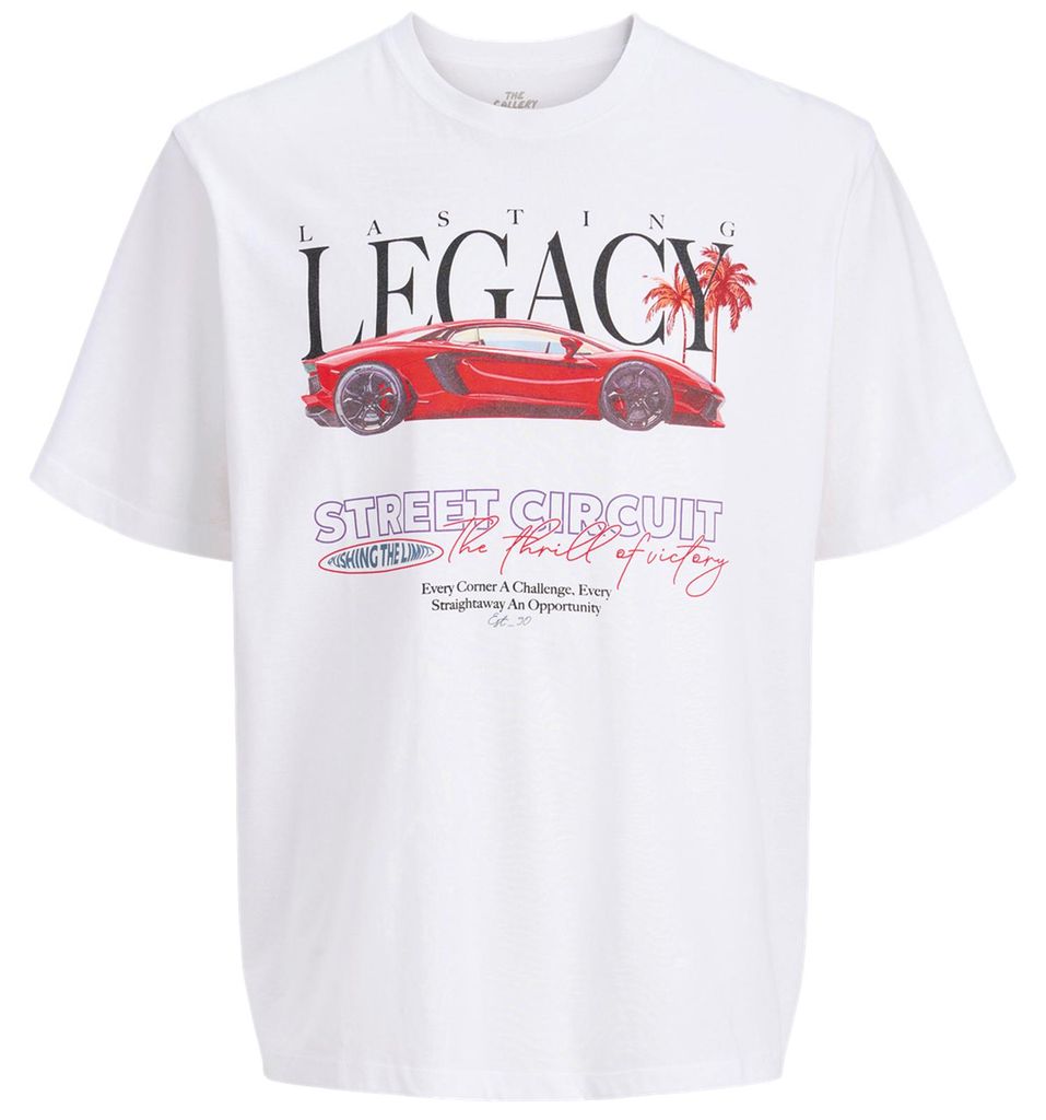 Jack&Jones Übergröße T-Shirt Autoprint JORPHOTO weiß