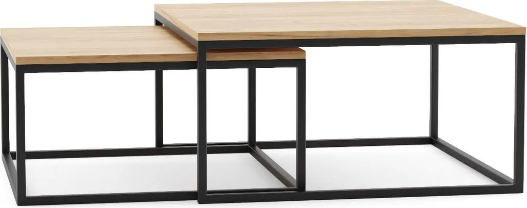 Table basse stable 76cm Beige et Noir - Finition résistante aux taches