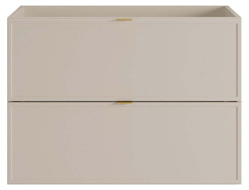 Hängender Waschtischunterschrank mit goldfarbenen Metallgriffen – Farbe: Beige – 80 cm – ONDIL