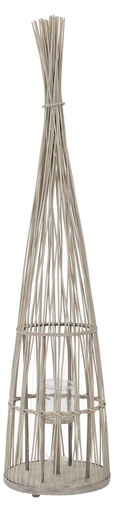 ECD Germany Bambus Laterne Windlicht H:150cm Gartenlaterne mit LED-Lichterkette & Glaseinsatz Boho Bambuslaterne Kerzenhalter Flechtoptik Deko Laterne