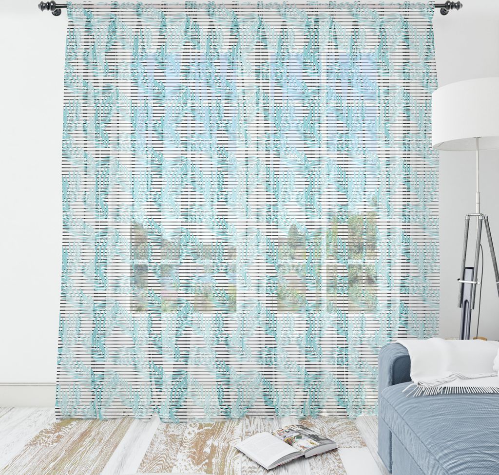 ABAKUHAUS Abstrakte Kunst Wandteppich, Botanical Blätter über horizontalen gestreiften Hintergrund Hawaiian Moderne, Wohnzimmer Schlafzimmer sei...
