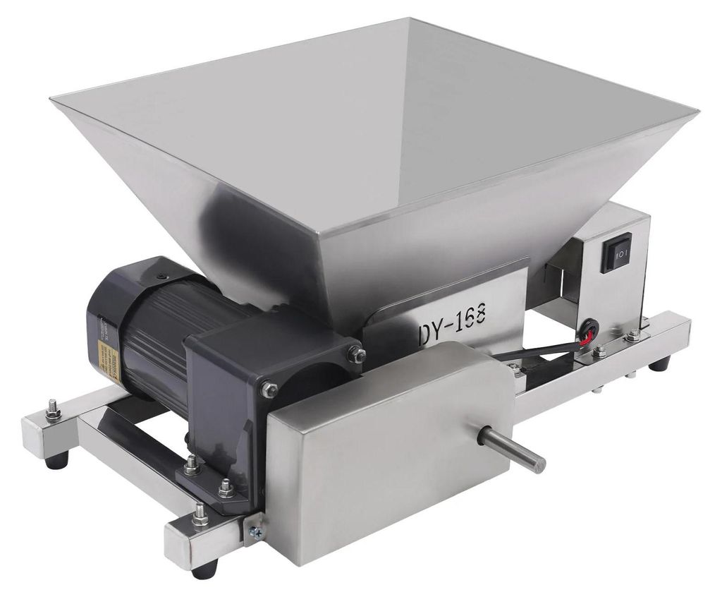 Elektrische Obstmühle - Früchte Zerkleinerer 60 W - 20 kg/h - 4 l Trichter - Edelstahl - Für Weinbereitung & Saft - Silber
