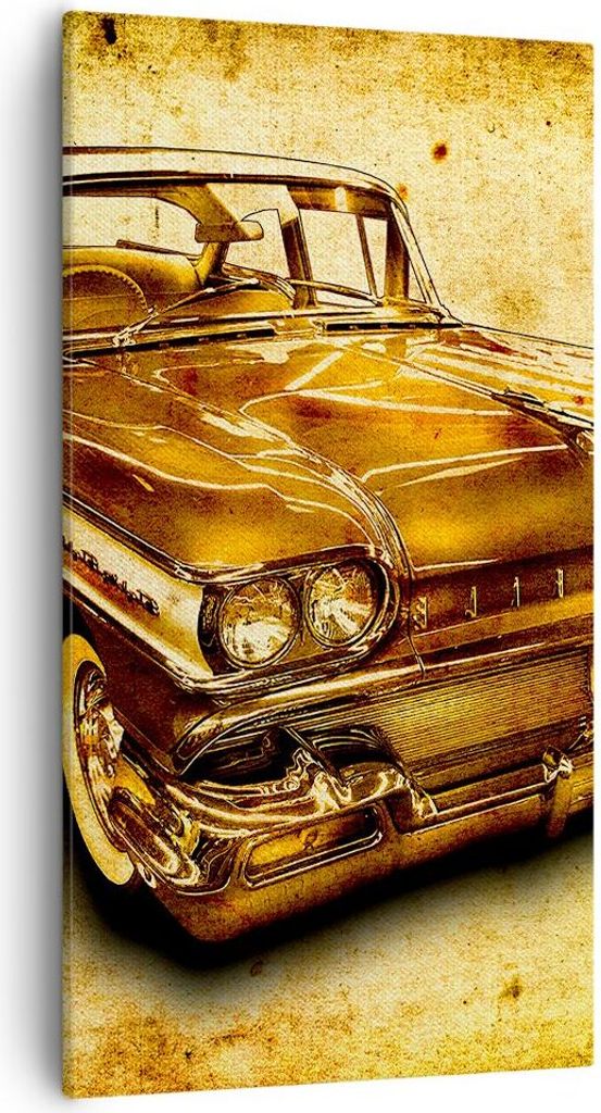 Bild auf Leinwand - Leinwandbild - Auto klassisch Limousine Geschwindigkeit - 55x100cm - Wand Bild - Wanddeko - Leinwanddruck - Bilder - Kunstdruck...