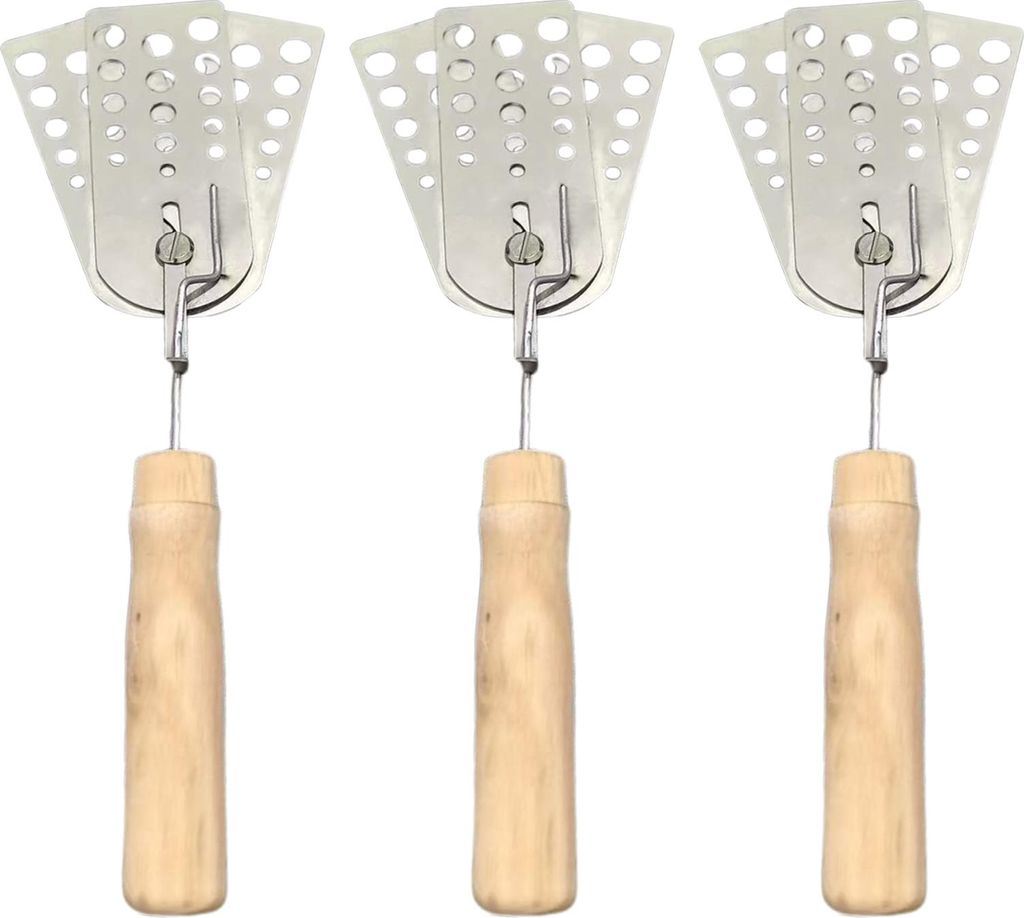 Spatel für heiße Fleischpastetchen, hitzebeständig, Fleischwender, dreiblättriger Spatel aus Edelstahl, vielseitiger Grillschaber