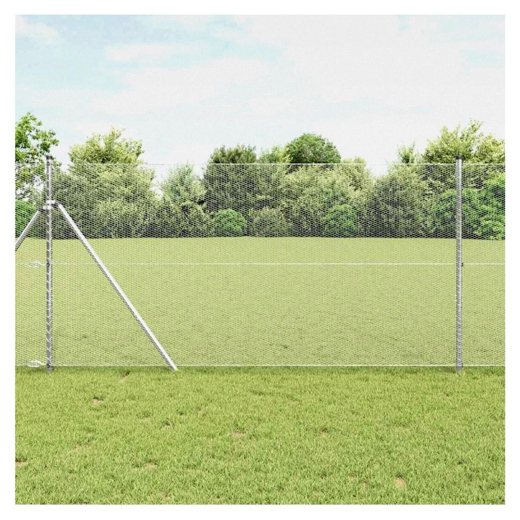 Zaunpfosten Silber 10 x 1 m (13 mm Maschen) Stahl Gartenzaun für Hundezaun, Weidezaun, Gartenzaun und Hühnerzaun