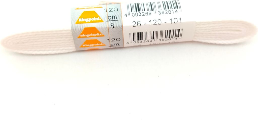 Ringelspitz Schnürsenkel flach breit 120cm weiß Produktbild 