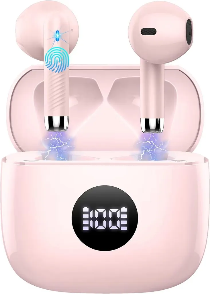 In-Ear-Kopfhörer mit 4 ENC Noise Cancelling Mic, 40 Std Spielzeit HiFi Stereo, USB-C kabellose Kopfhörer IP7 Wasserdicht für Arbeit und Studium