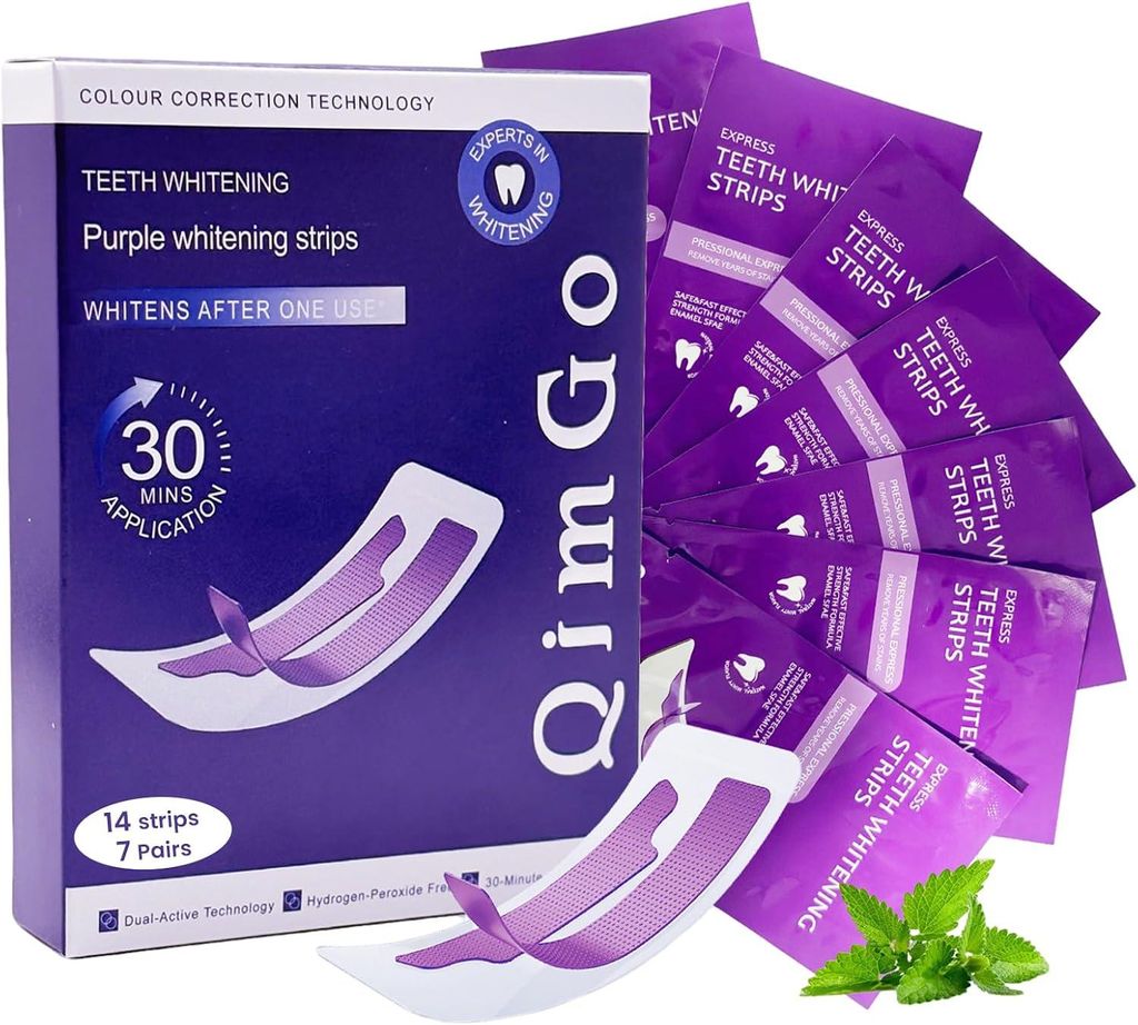 7 Paar Whitening Strips Lila, Hellt Die Zähne Auf, Schützt Produktbild 