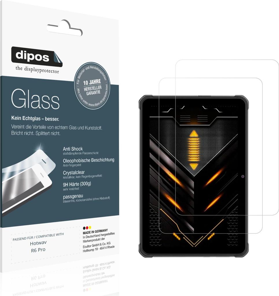 2x Schutzfolie für Hotwav R6 Pro - Anti-Shock 9H Folie dipos Glass Kunststoffglas