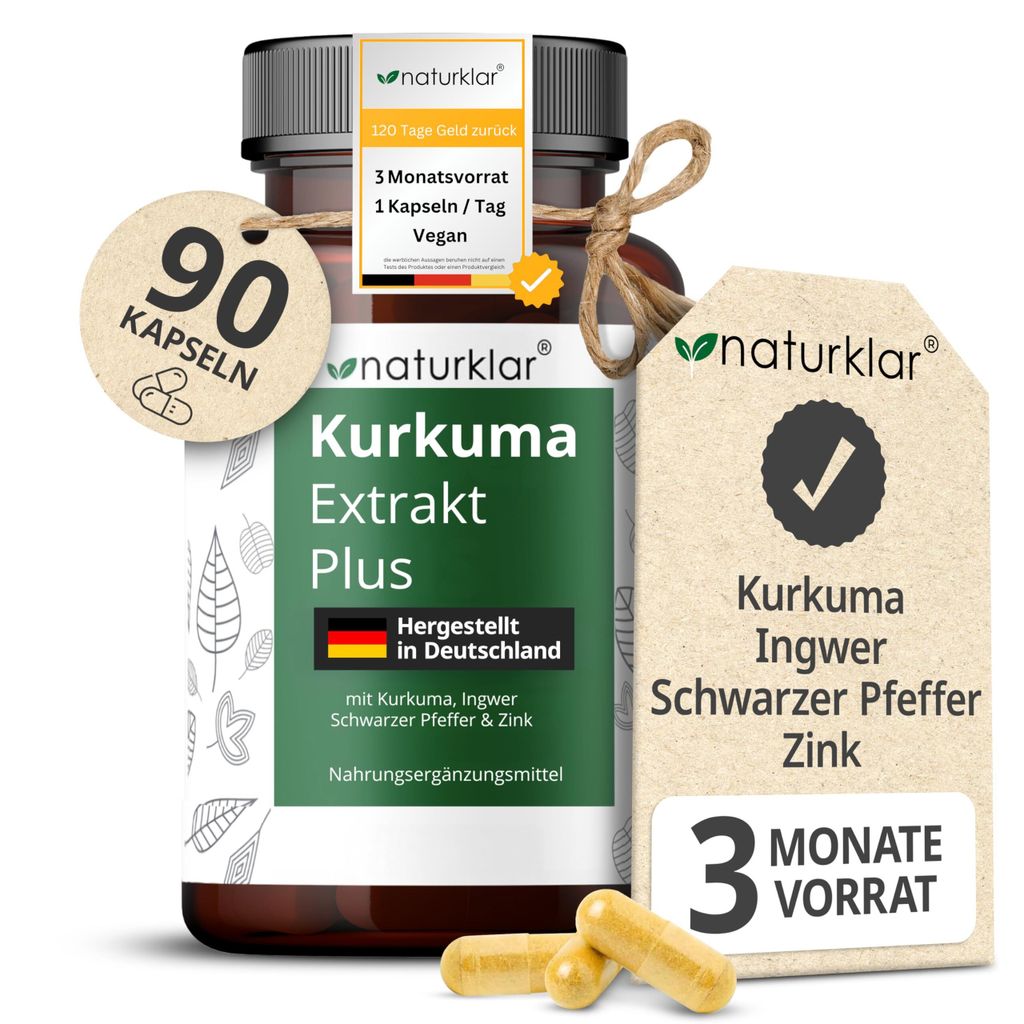 Kurkuma Extrakt Kapseln - 5-Fach Kombi - entspricht 5.200mg Kurkuma pro Tagesdosis - Curcuma Kapseln hochdosiert mit Curcumin, Ingwer, Piperin & Zink