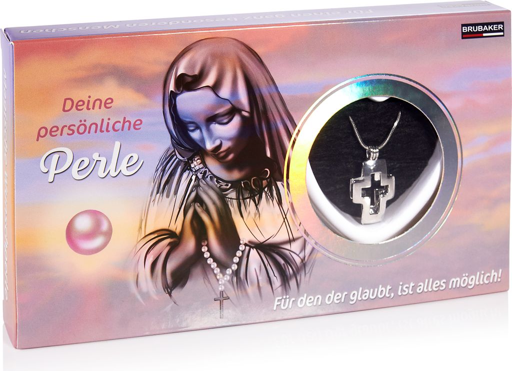 BRUBAKER Glaubens Wunschperle - Halskette mit Kreuz Produktbild 