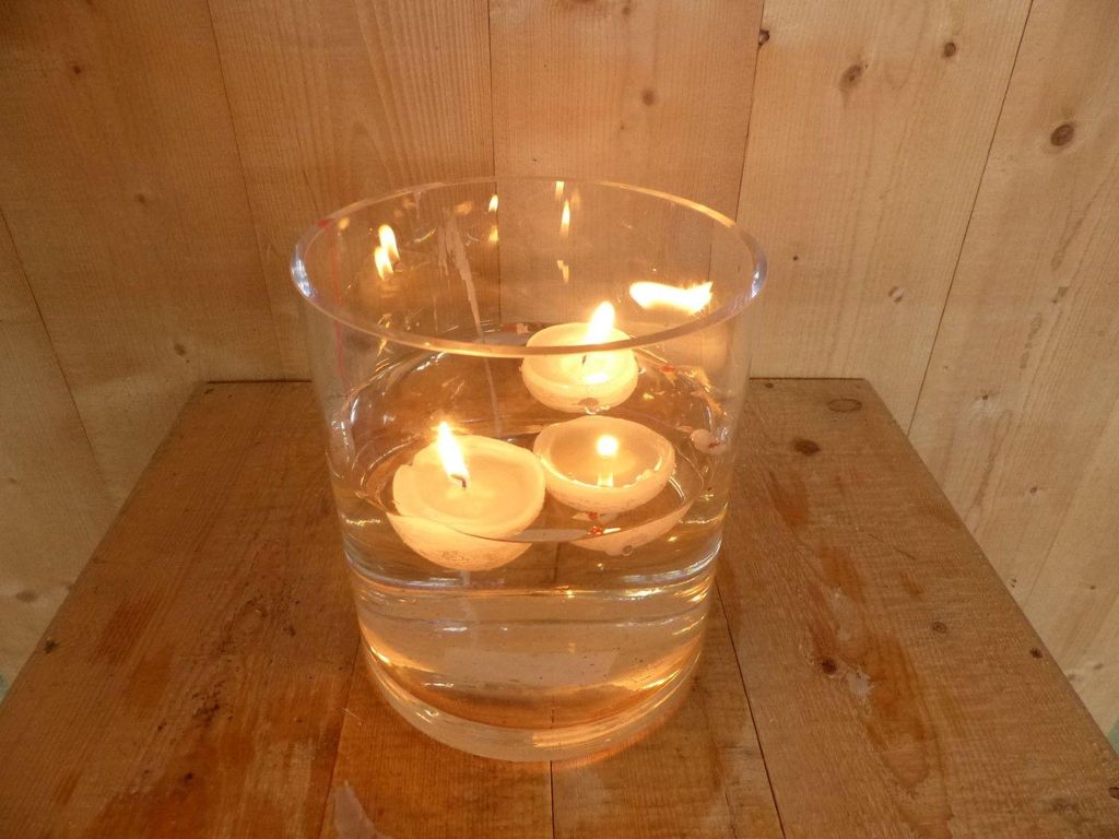 Schwimmkerzen 3 Stück Geschenkset weiß in hoher Glasvase I - Warentuin mix