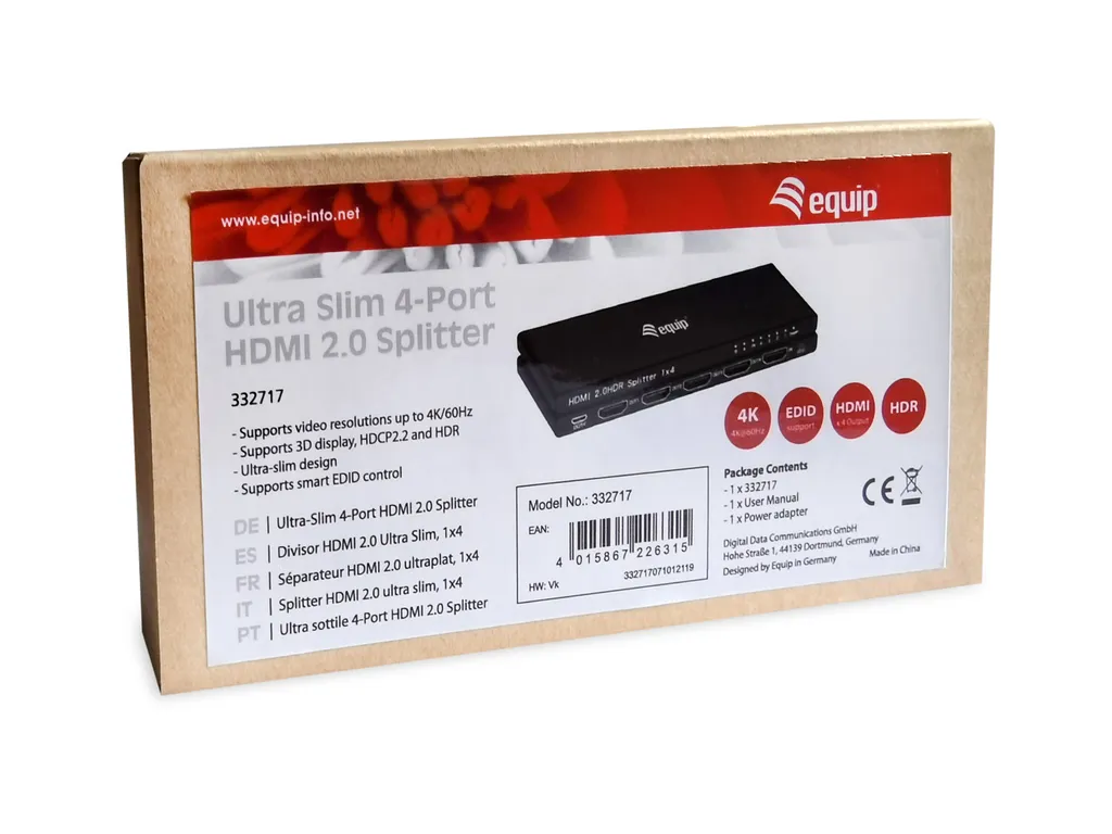 Répartiteur HDMI 4K 60Hz Equip : Solution Multi-écrans Fluide et Compacte - 4