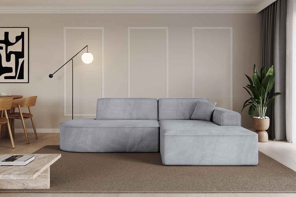 ALTDECOR Ecksofa in L-Form IREA-L1-v3 232x165x77 cm Hellgrau Corner Sofa Eckcouch Couch Wohnlandschaft Cauchsofa