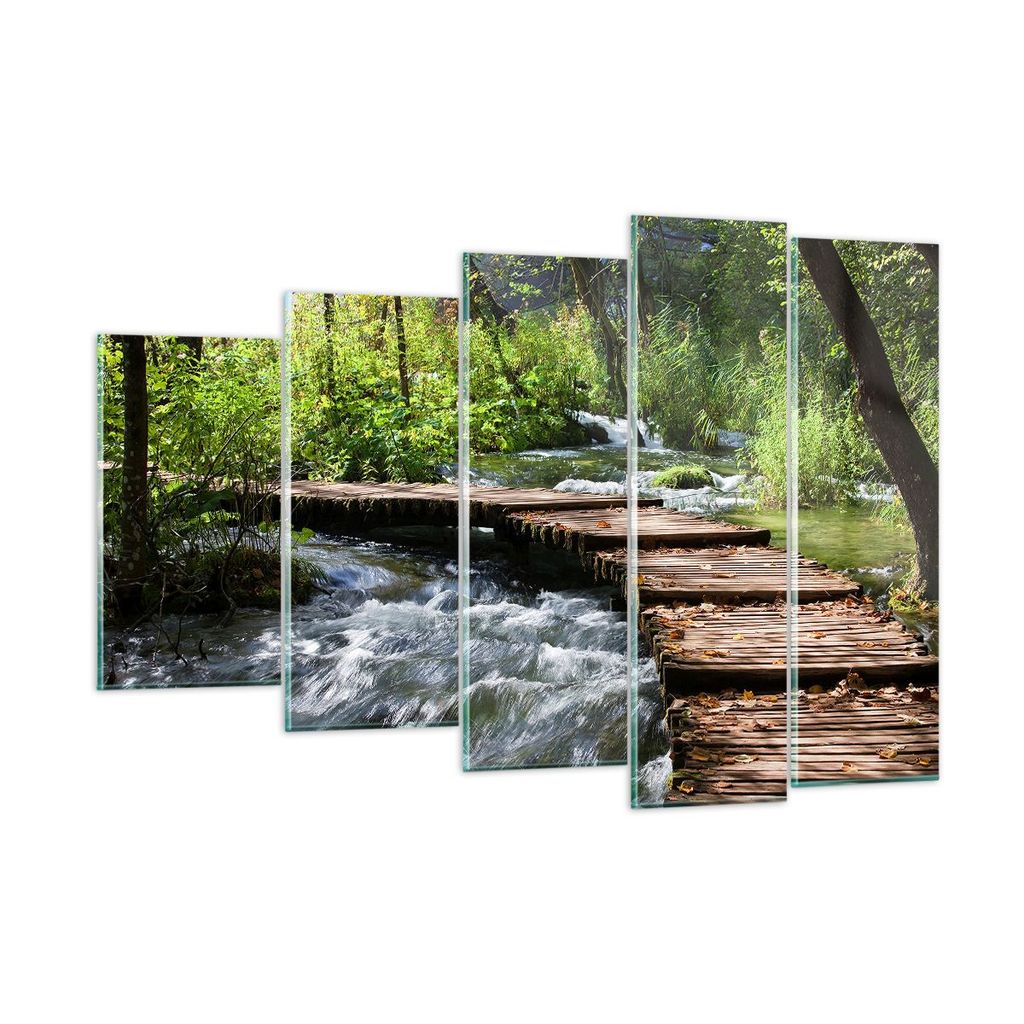 Bilder auf glas - Park natur grün bäume - 150x100cm - Glasbilder - Wandbilder - Kunstdruck - zum Aufhängen bereit - Wanddekoration aus Glas - Gl...