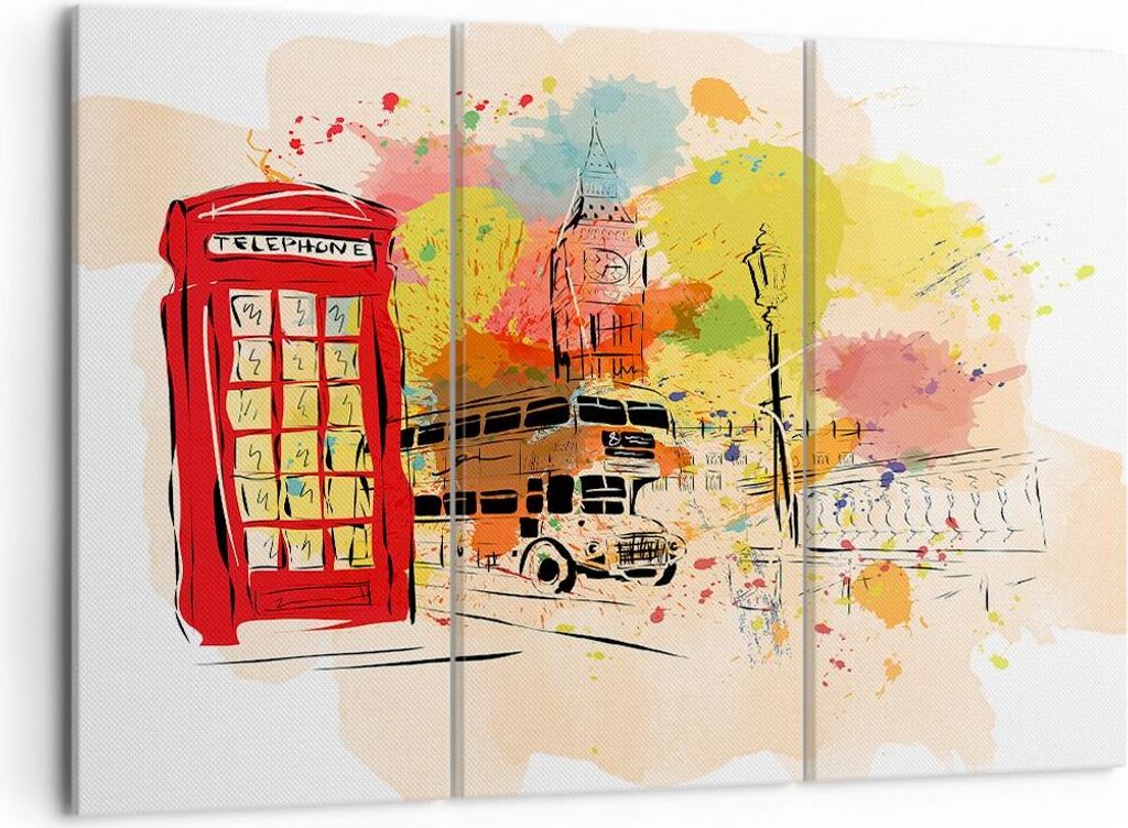 Bild auf Leinwand - Leinwandbild - London Bus - 105x70cm - Wand Bild - Wanddeko - Wandbilder - Leinwanddruck - Bilder - Kunstdruck - Wanddekoration...