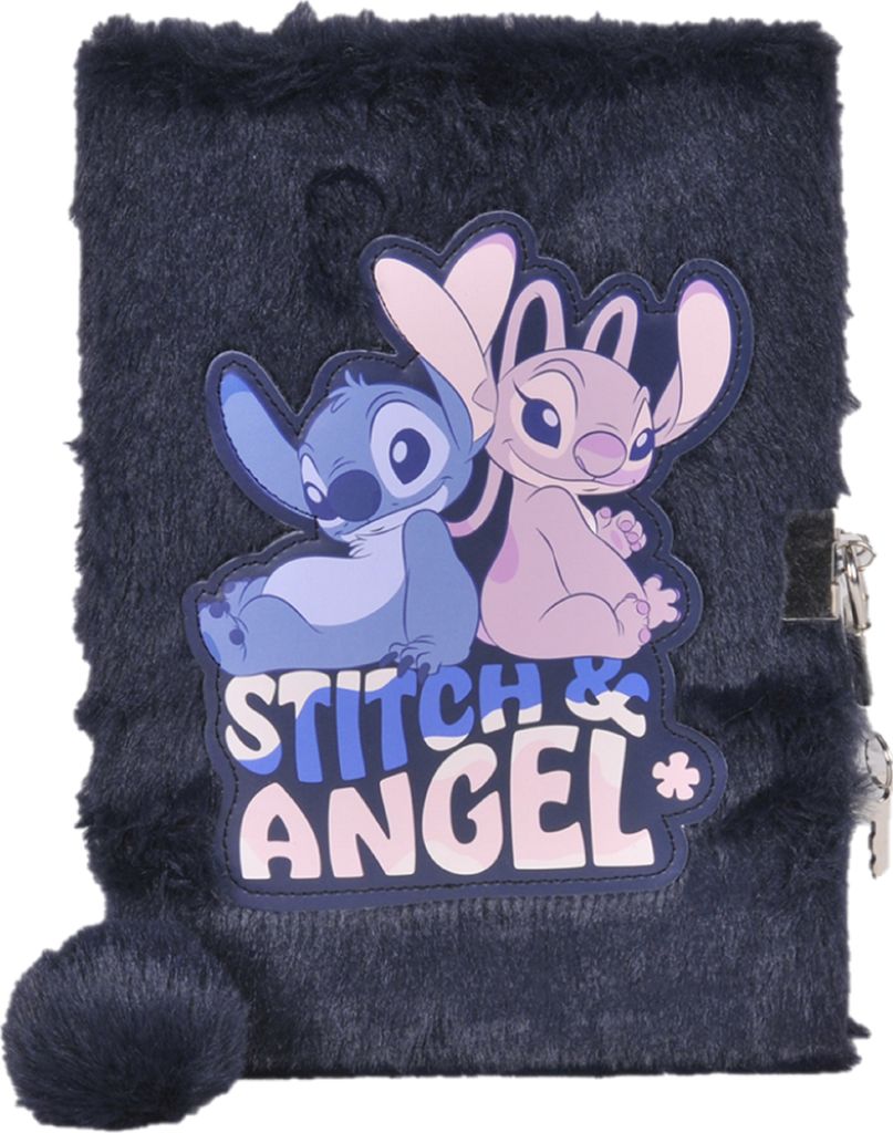 Agenda en peluche à cadenas Stitch bleu marine Image du produit 