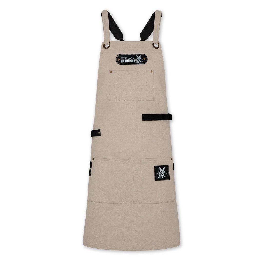 Canvas Arbeitsschürze, Grillschürze BBQ Kochschürze Comfort Natur-Weiß