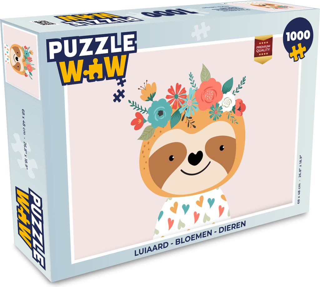 MuchoWow Puzzle 1000 Teile Faultier - Blumen - Tiere - Erwachsene - Rätsel