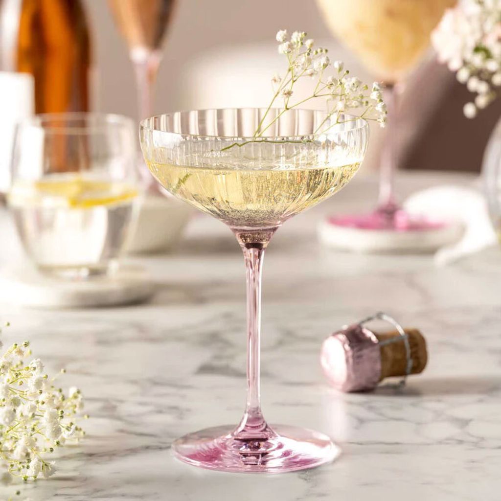 Lot De 6 Flûtes à Champagne Leonardo Home Poesia - 260 Ml, Rose - Reliefs Internes Décoratifs, Lavables Au Lave-vaisselle