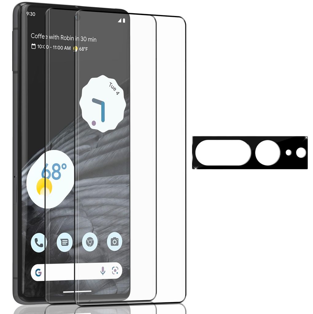 2-Pack Displayschutzfolie für Google Pixel 7 Pro und 1-Pack Linsenschutzfolie – gehärtetes Glas 9H – 3D in Superqualität