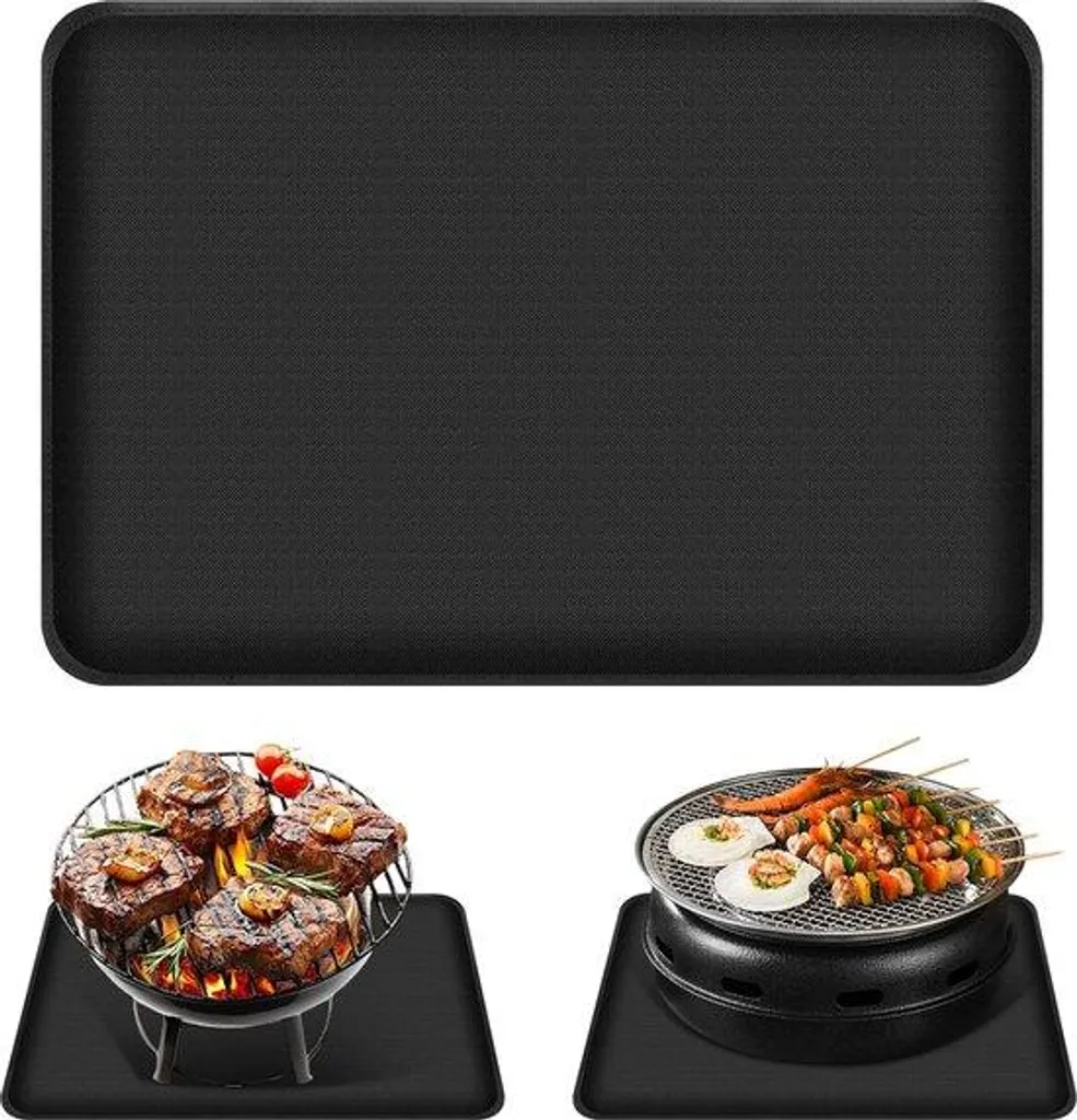 Tapis de barbecue noir 60x40 cm résistant à la chaleur pour grillades