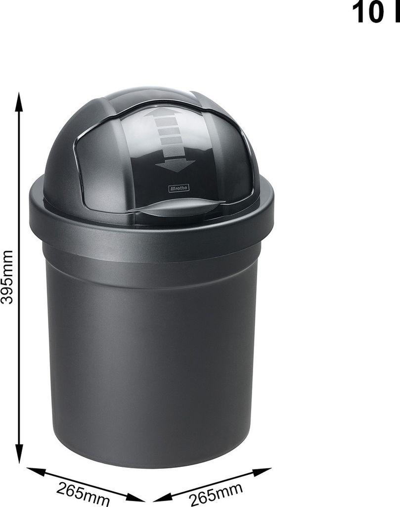 Abfalleimer 10 l ROLL BOB, Farbe:Schwarz Produktbild 3