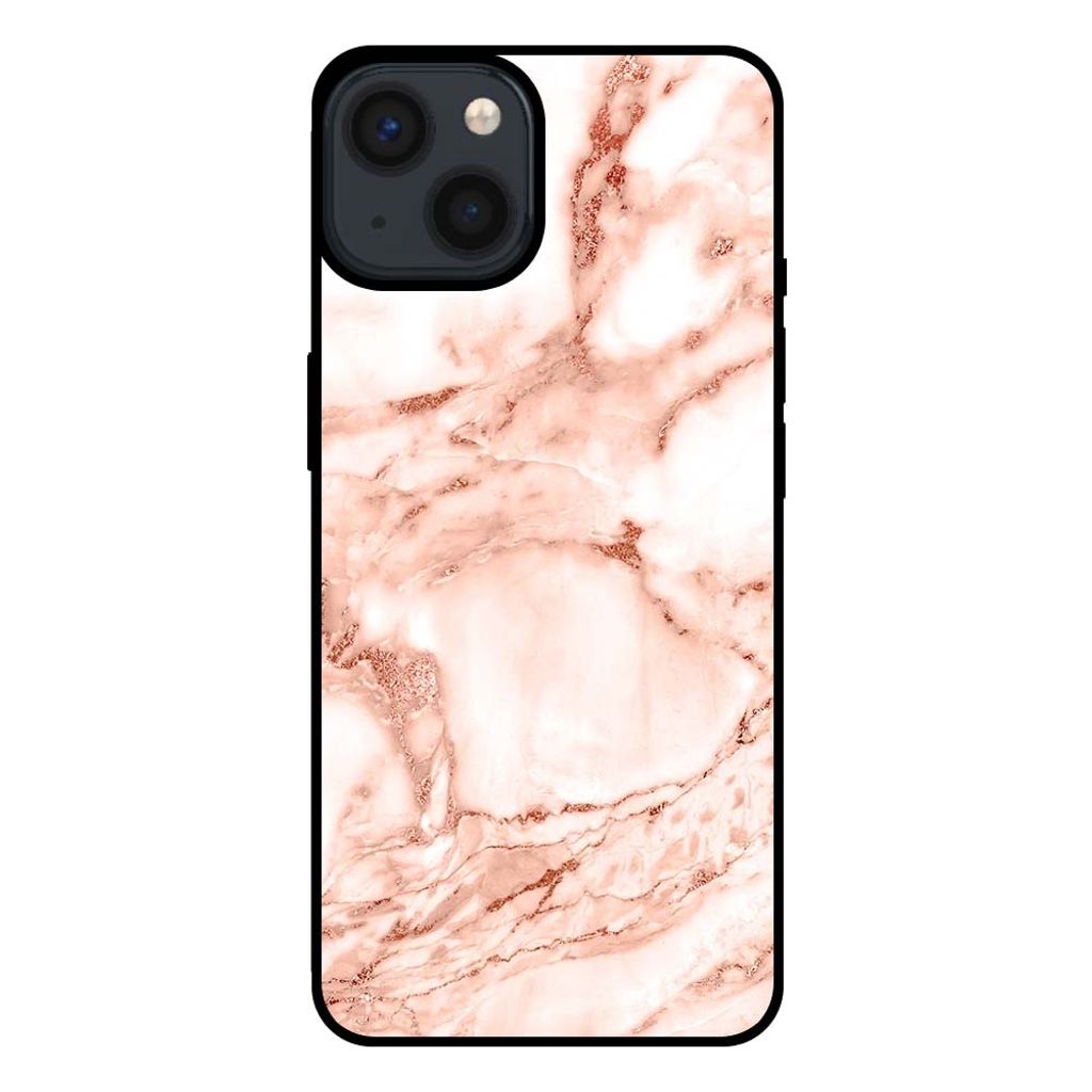 Smartphonica Handytasche für iPhone 13 Marmor-Look - Rückseite Abdeckung Marmor Fall - White Rose Gold