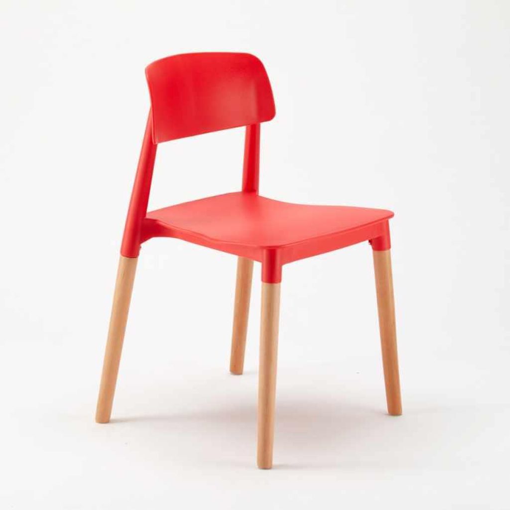 küchestuhl bistrostuhl aus polypropylen und holz design Loch barcellona - Rot
