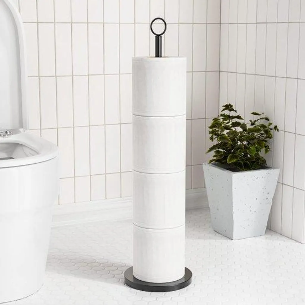 Porte-papier toilette sans perçage noir : fini les rouleaux qui traînent
