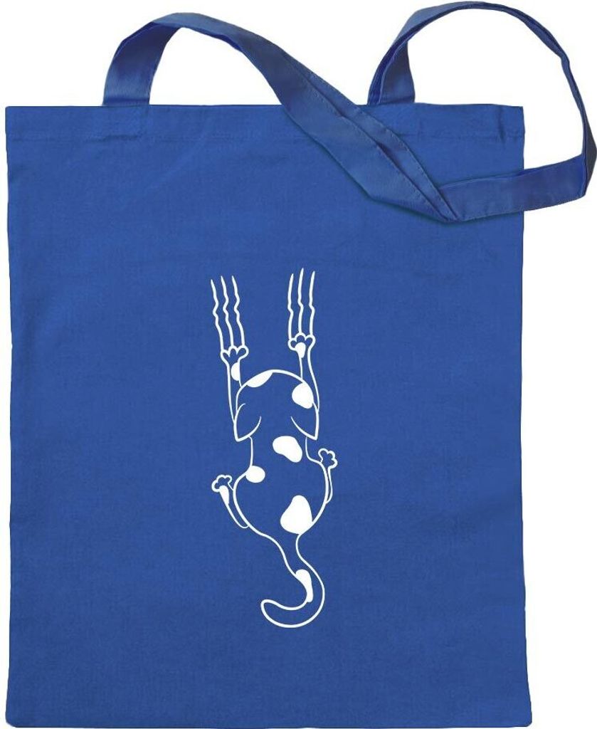 Kiwistar - Baumwolltasche - royalblau - Katze Motiv2 - Tragetasche Stoffbeutel Umhängetasche langer Henkel
