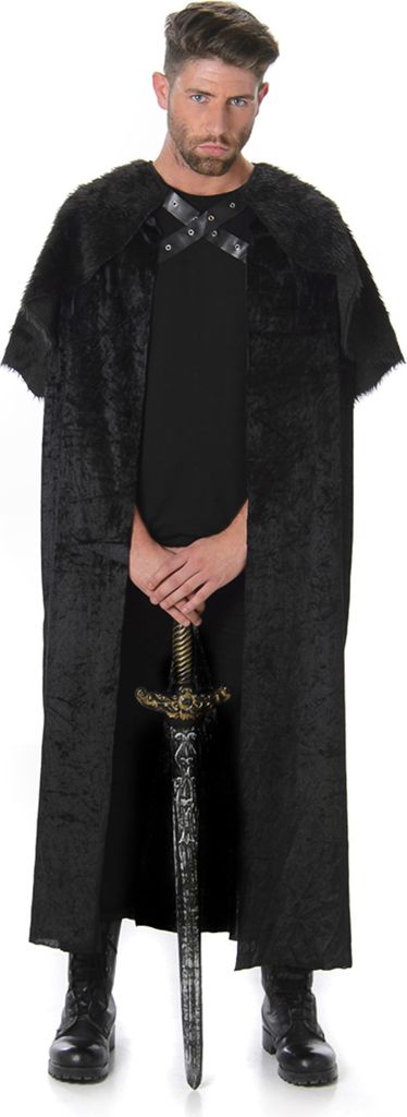 Mittelalter-Krieger Fell-Umhang Nachtwächter schwarz - Einheitsgröße