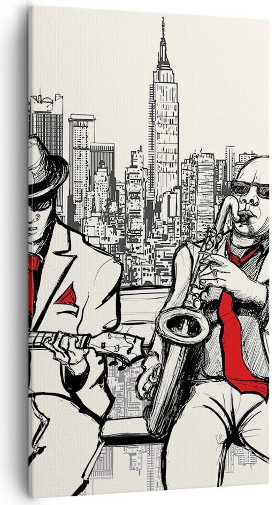 Bild auf Leinwand - Leinwandbild - Jazz Musik Musiker - 55x100cm - Wand Bild - Wanddeko - Leinwanddruck - Bilder - Kunstdruck - Wanddekoration - Le...