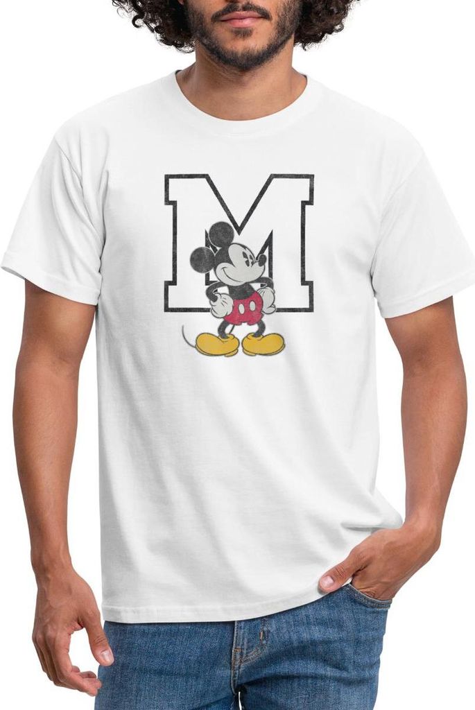 Mickey & Minnie Klassisches Mickey Motiv Mit M Männer T-Shirt, 3XL, Weiß