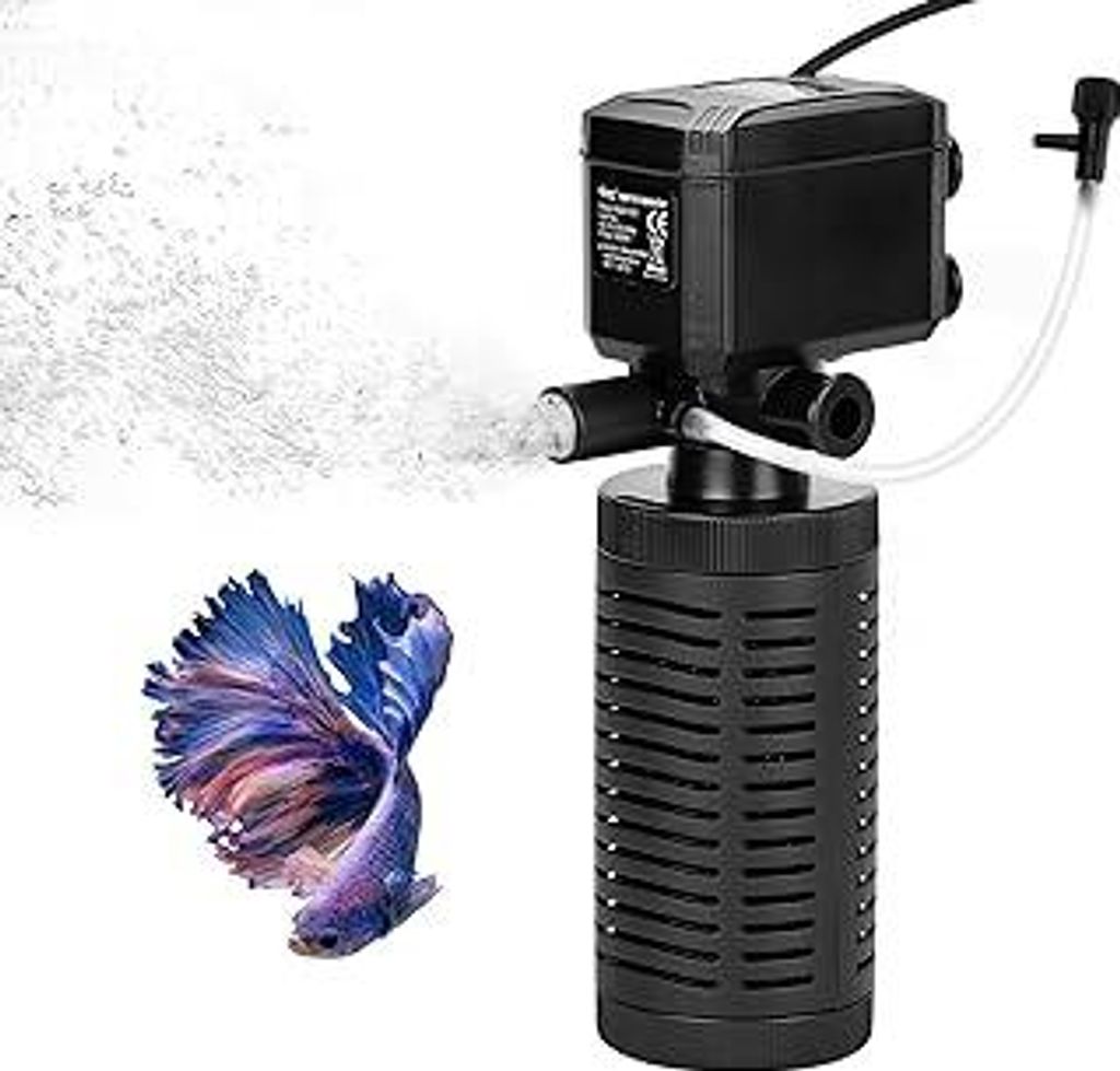 hygger Aquarium Filter, 4 in1 Aquarium Innenfilter, Aquarienfilter mit Wasserpumpe Sauerstoff Belüftung Wave Maker, Squarium Pumpe mit Filter für...