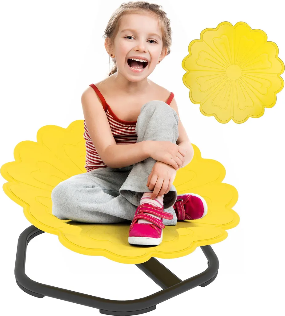 AIYAPLAY Chaise Pivotante Sensorielle Enfant Jaune Carrousel Autisme