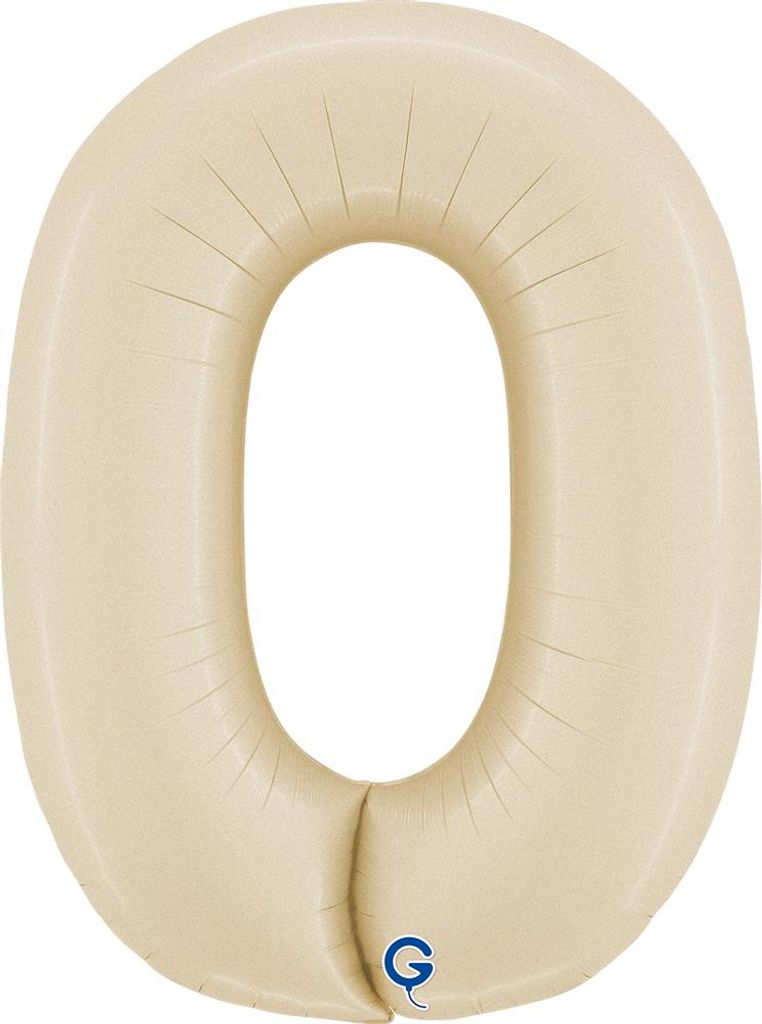 Riesenzahl Folienballon 26"/66cm | Satin Cream Zahl: 0