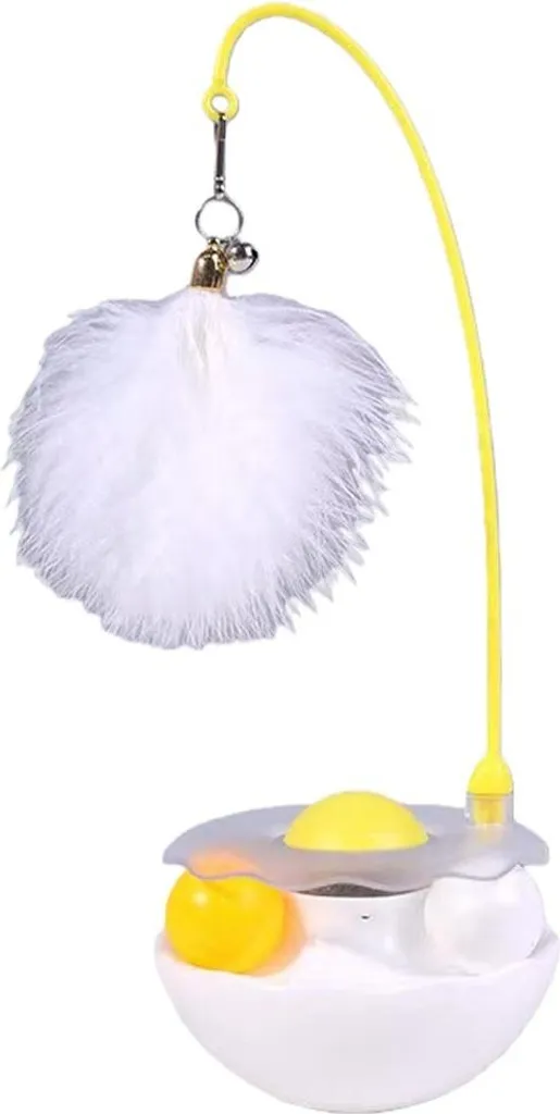 INF Gioco Gatto Interattivo Bianco con Piume e Palline Rotanti