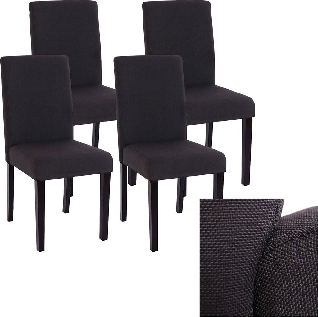 4er-Set Esszimmerstuhl Stuhl Küchenstuhl Littau Textil, schwarz, dunkle Beine