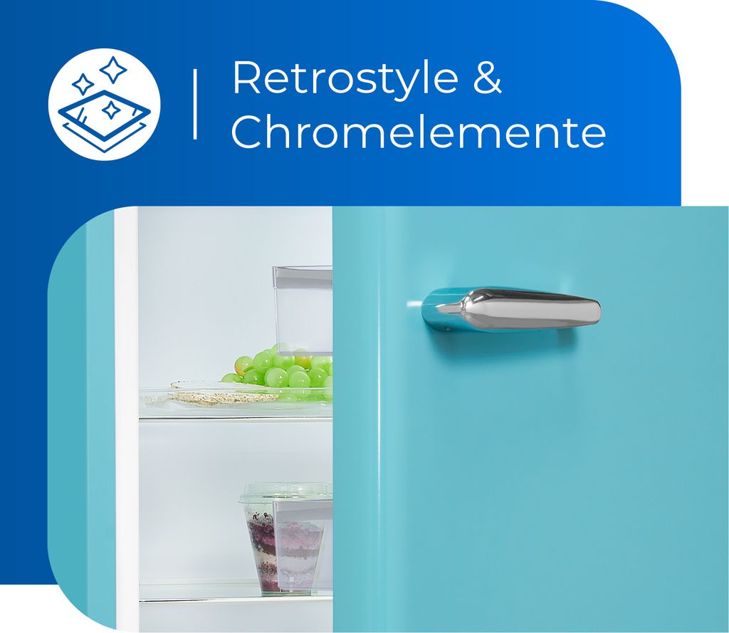 Exquisit Retrokühlschrank RKS120-V-H-160F taubenblau | Produktbild 5