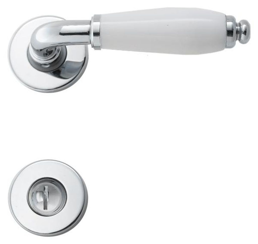 Oslo R5200 Ghidini Türgriff-Rosetten-Garnitur M4 glanzchrom Handhabe weiß (Lochung: WC) Lochung: WC